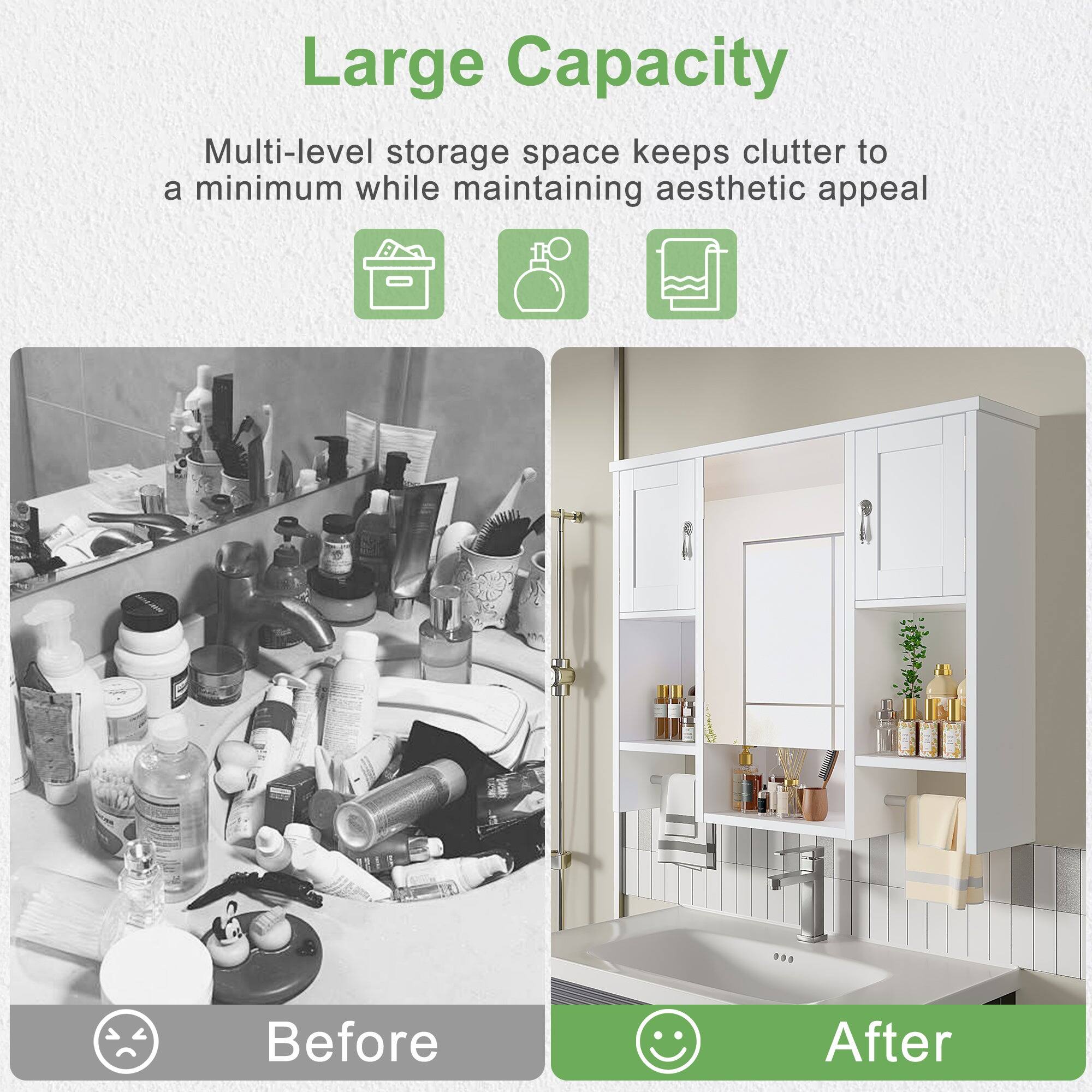 Large Capacity

Multi-level storage space keeps clutter to a minimum while maintaining aesthetic appeal

Before After