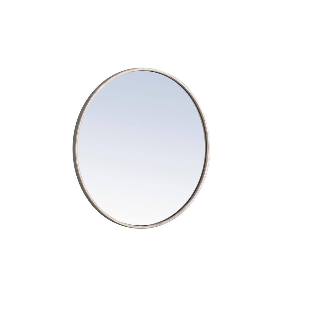 Alt View 2. Elegant Decor - Metal frame Round Mirror 24 inch Silver finish - Silver.