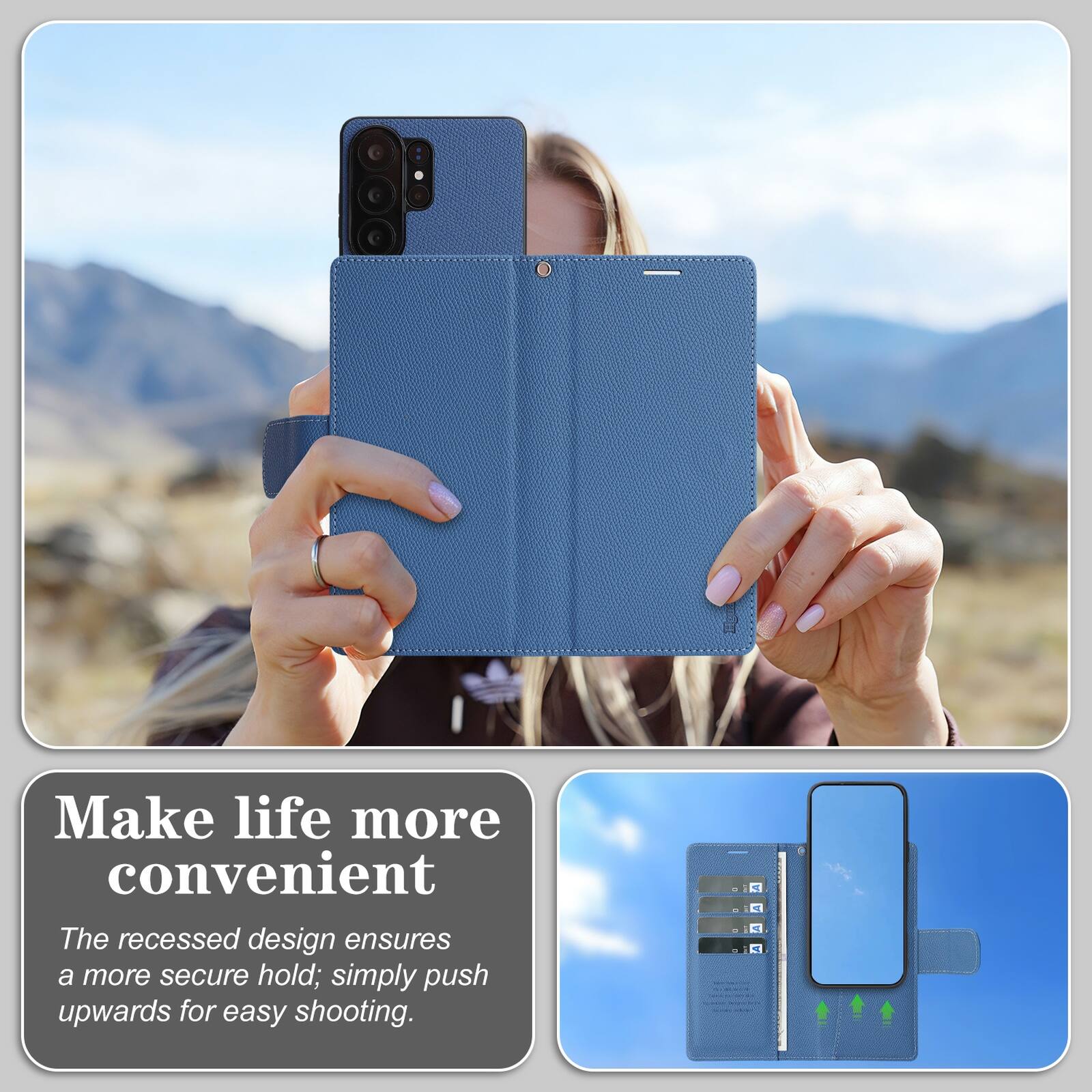 Make life more convenient

The recessed design ensures a more secure hold; simply push upwards for easy shooting.