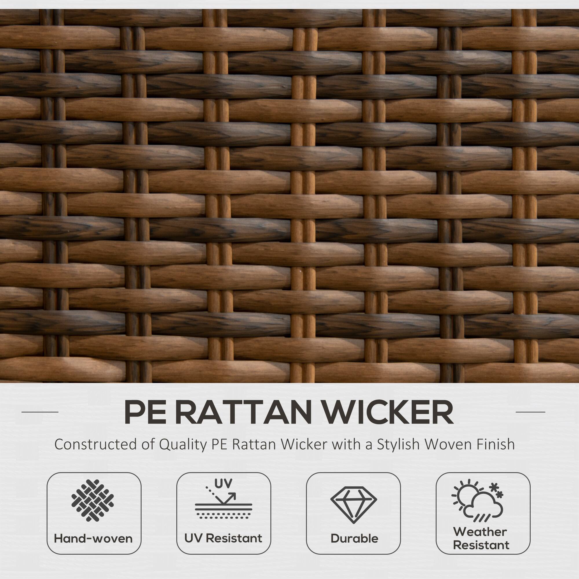 PE RATTAN WICKER, Constructed of Quality PE Rattan Wicker with a Stylish Woven Finish, Hand-woven, UV Resistant, Durable, Weather Resistant