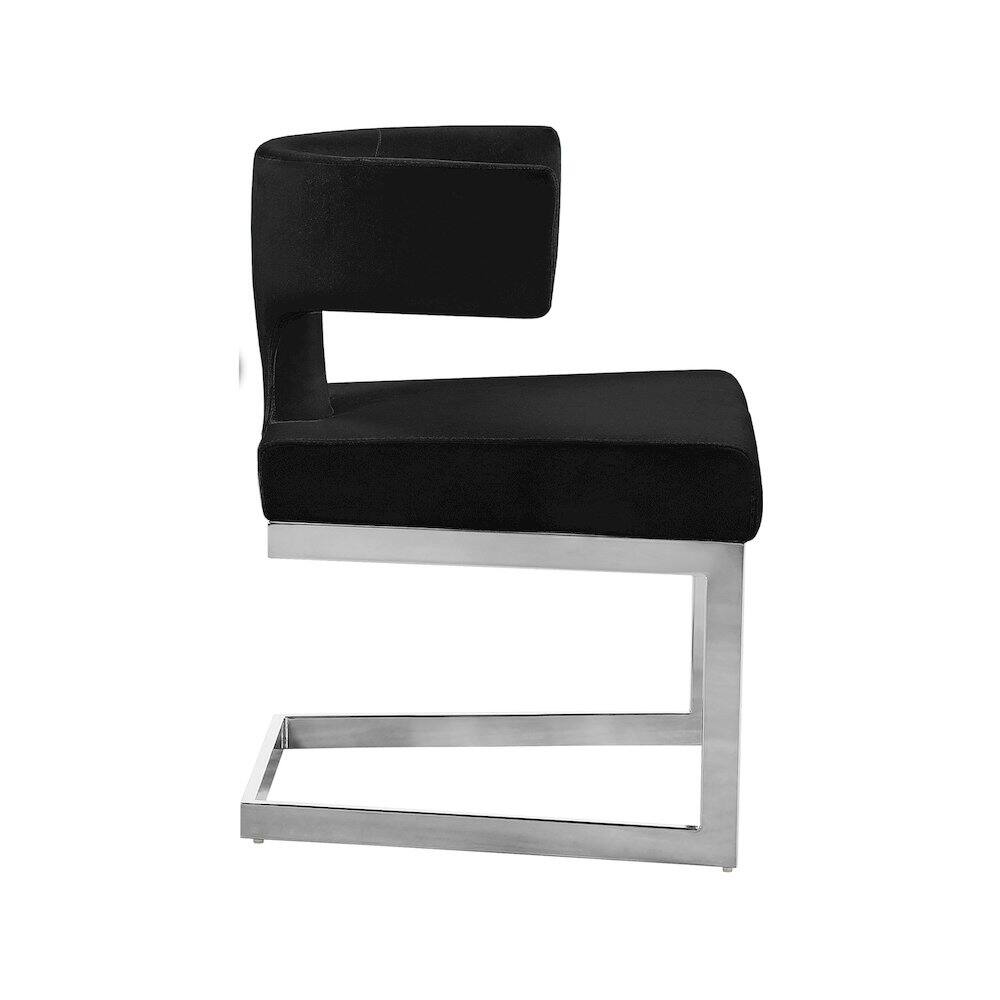 Alt View 3. Meridian Furniture - Alexandra Black Velvet Dining Chair - Black.