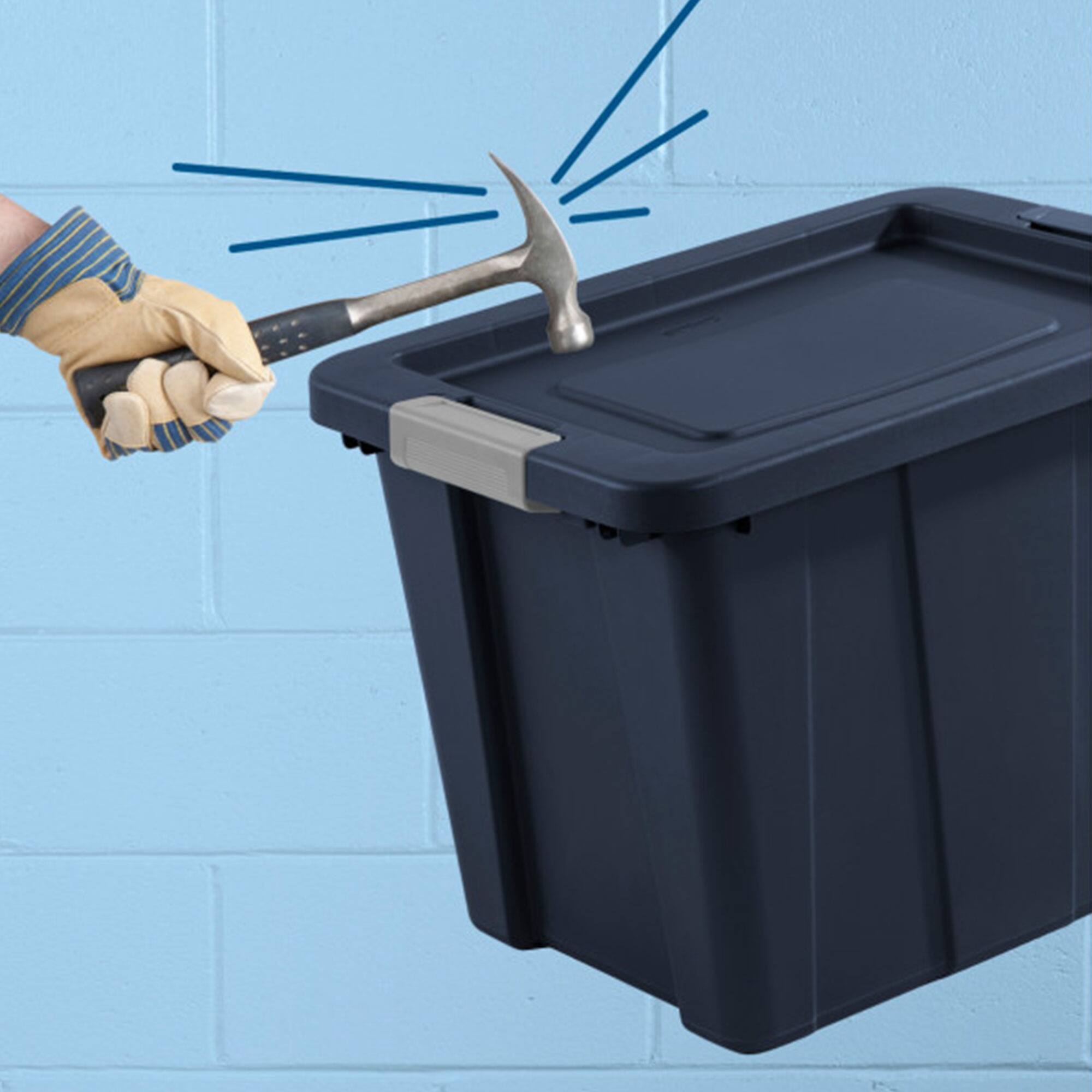 Alt View 4. Sterilite - Sterilite 18 Gal Latching Tuff1 Stackable Storage Tote w/ Latching Lid, 12 Pack - Dark Indigo.