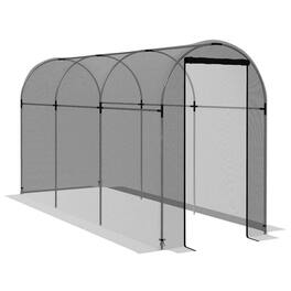 Outsunny - 4' x 12' Crop Cage, Plant Protection Tent with Zippered Door and Galvanized Steel Frame - Black