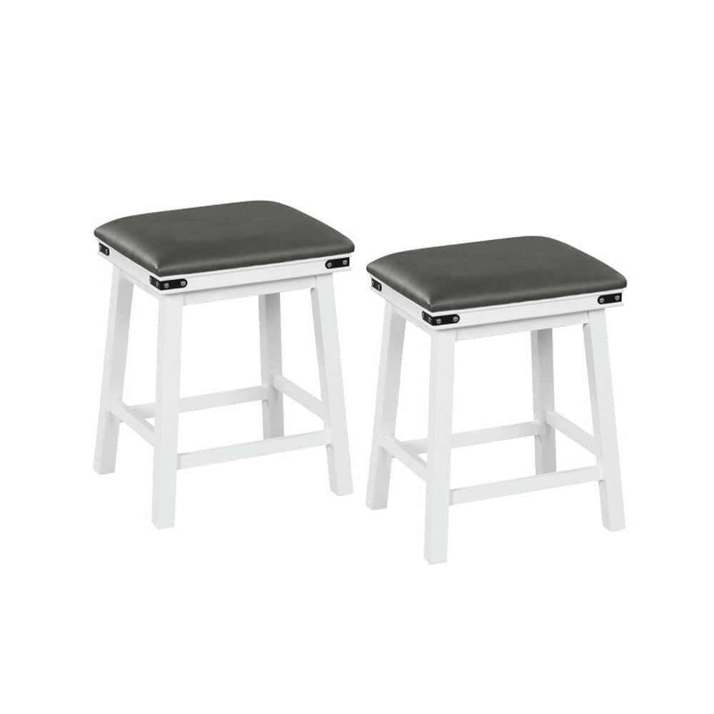 Kadyn - 2-Pc Set 24/30 In Dining Bar Stool with Acacia Wood Frame-24 inches, for Kitchen Island - Gray