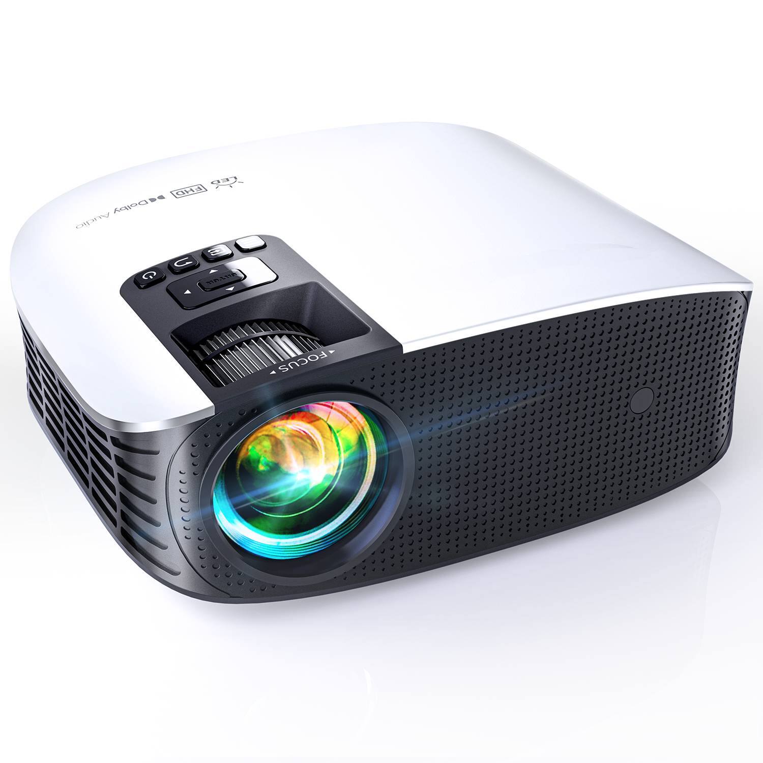 Elephas - Smart 4K Projector – 5G WiFi & Bluetooth, Netflix & Prime Video Certified, Dolby Audio, 400" Outdoor/Home Theater - White