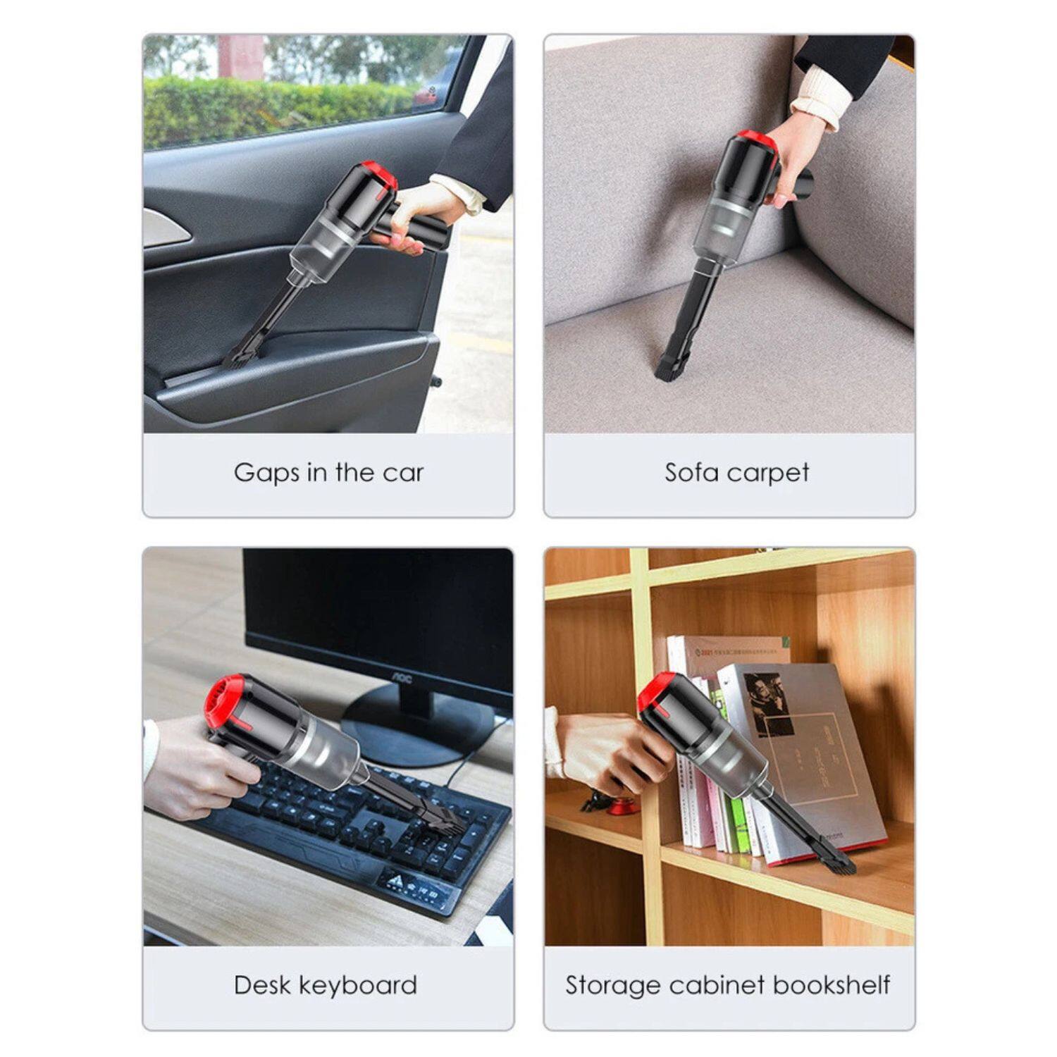 Gaps in the car  
Sofa carpet  
Desk keyboard  
Storage cabinet bookshelf