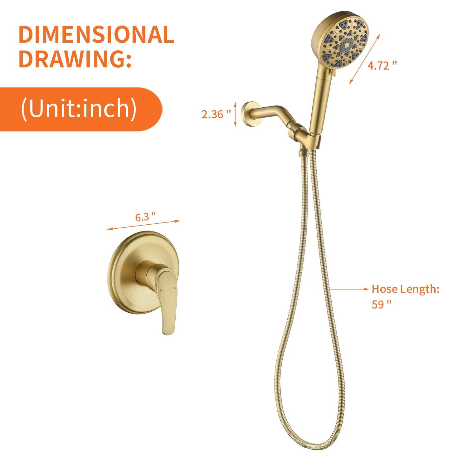 DIMENSIONAL DRAWING:  
(Unit: inch)  

- 2.36"  
- 4.72"  
- 6.3"  
- Hose Length: 59"