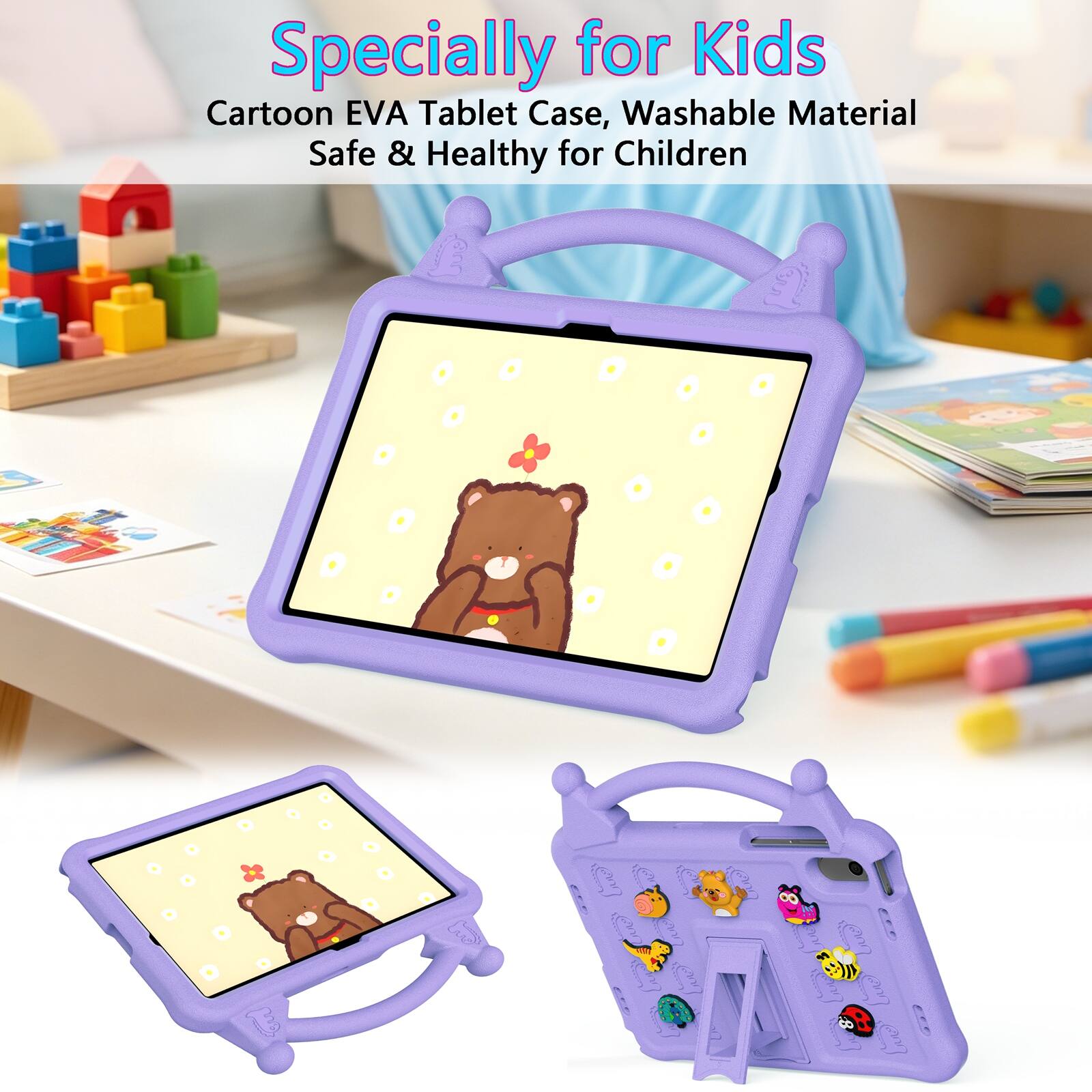 Specially for Kids Cartoon EVA Tablet Case, Washable Material Safe & Healthy for Children