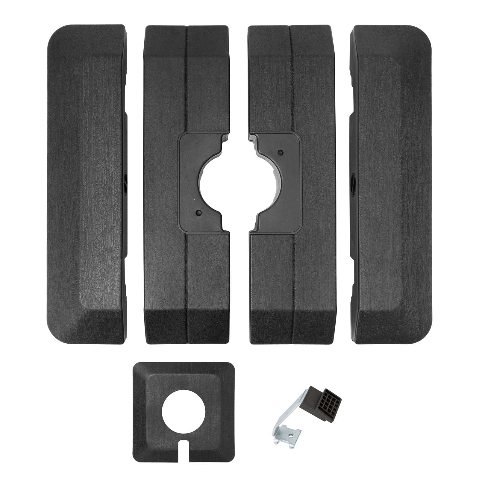 Crestlive Products - 4-Piece Heavy Duty 240lbs Fillable Water & Sand Square Cantilever Umbrella Base - Black