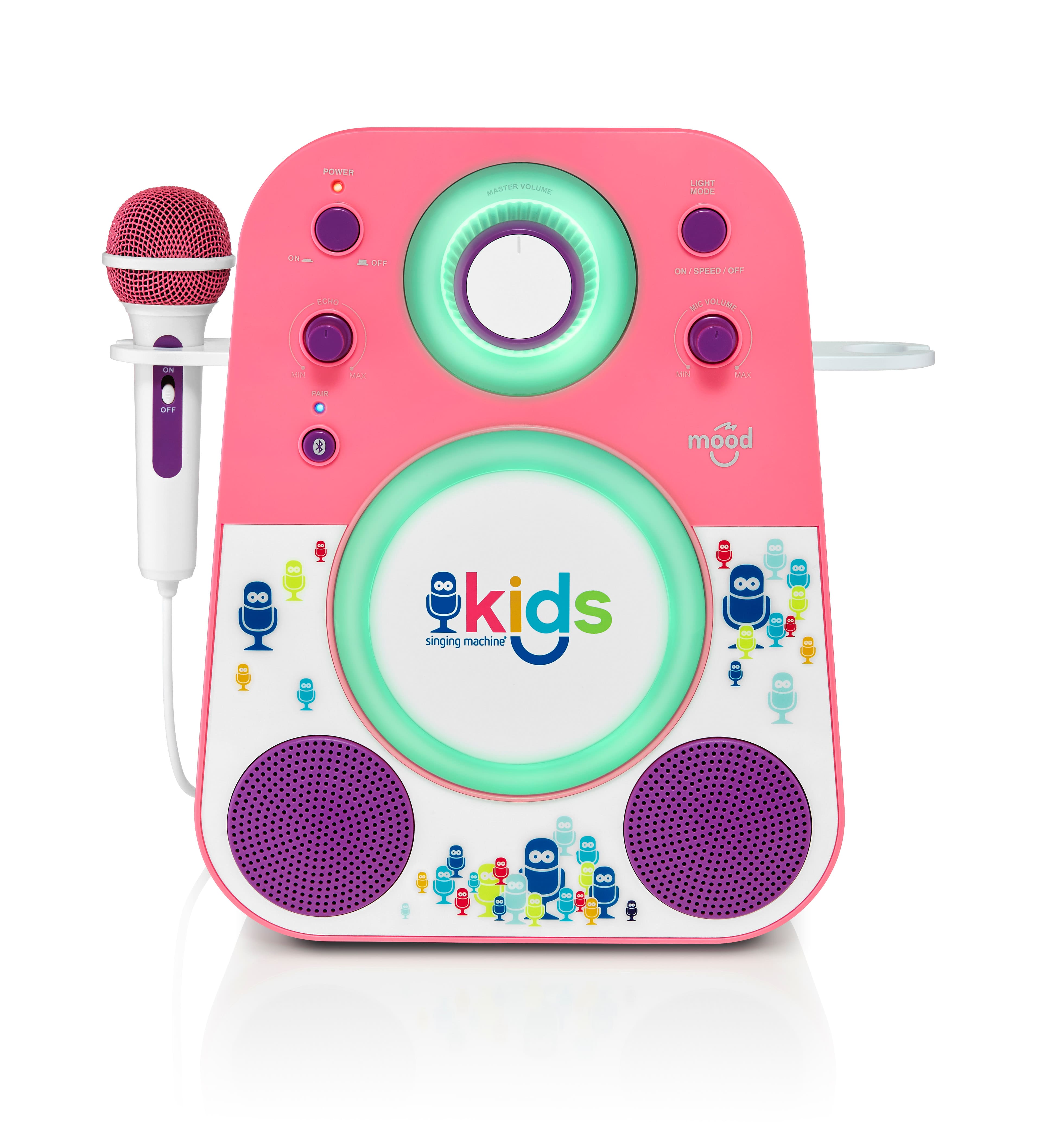 Front. Singing Machine - Kids Mood Bluetooth Karaoke System - Pink/Purple.