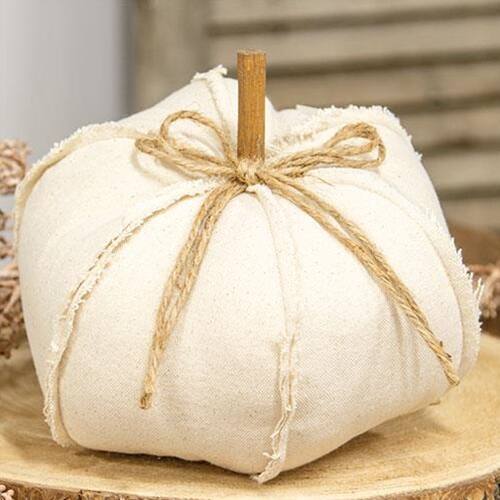 Angle. BreeBe - Canvas Stuffed Pumpkin 8" - White.