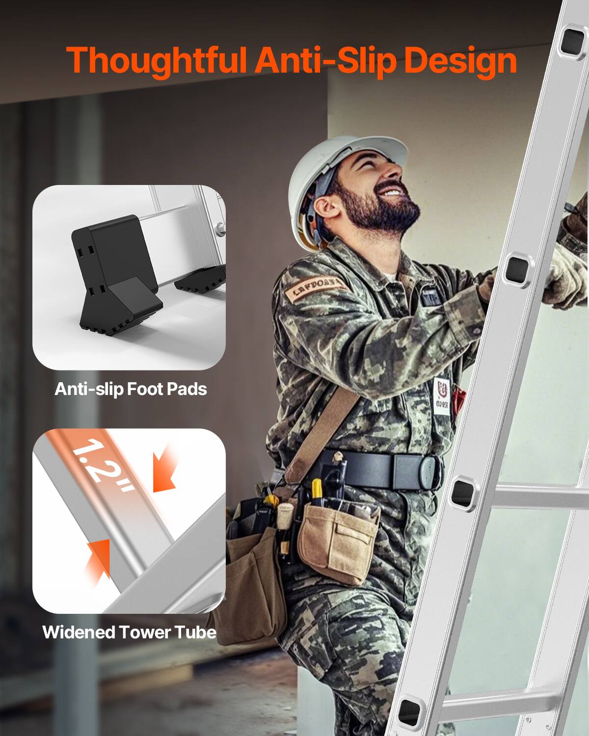 Thoughtful Anti-Slip Design

Anti-slip Foot Pads

1.2" Widened Tower Tube