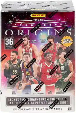 2025-26 Panini Origins EuroLeague Basketball H2 Hobby International Trading Card Box (3 Parallels Per Box)