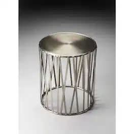 Butler Specialty - Kruse Iron 15.5"W Drum Side Table - Silver