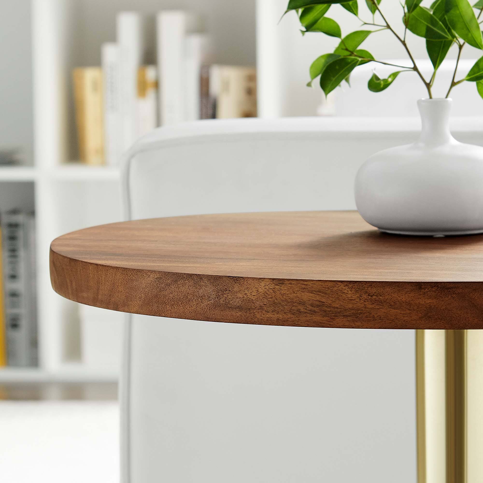 Alt View 1. Modway - Viva Round Acacia Wood Side Table by Modway - Brass Light Oak.