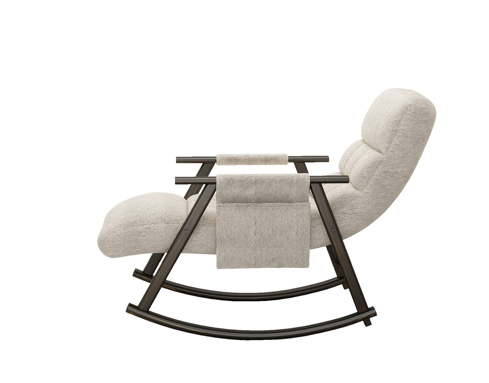 Left. SlickBlue - Casual Folding Rocking Chair with Adjustable High Back and Footrest - Beige.