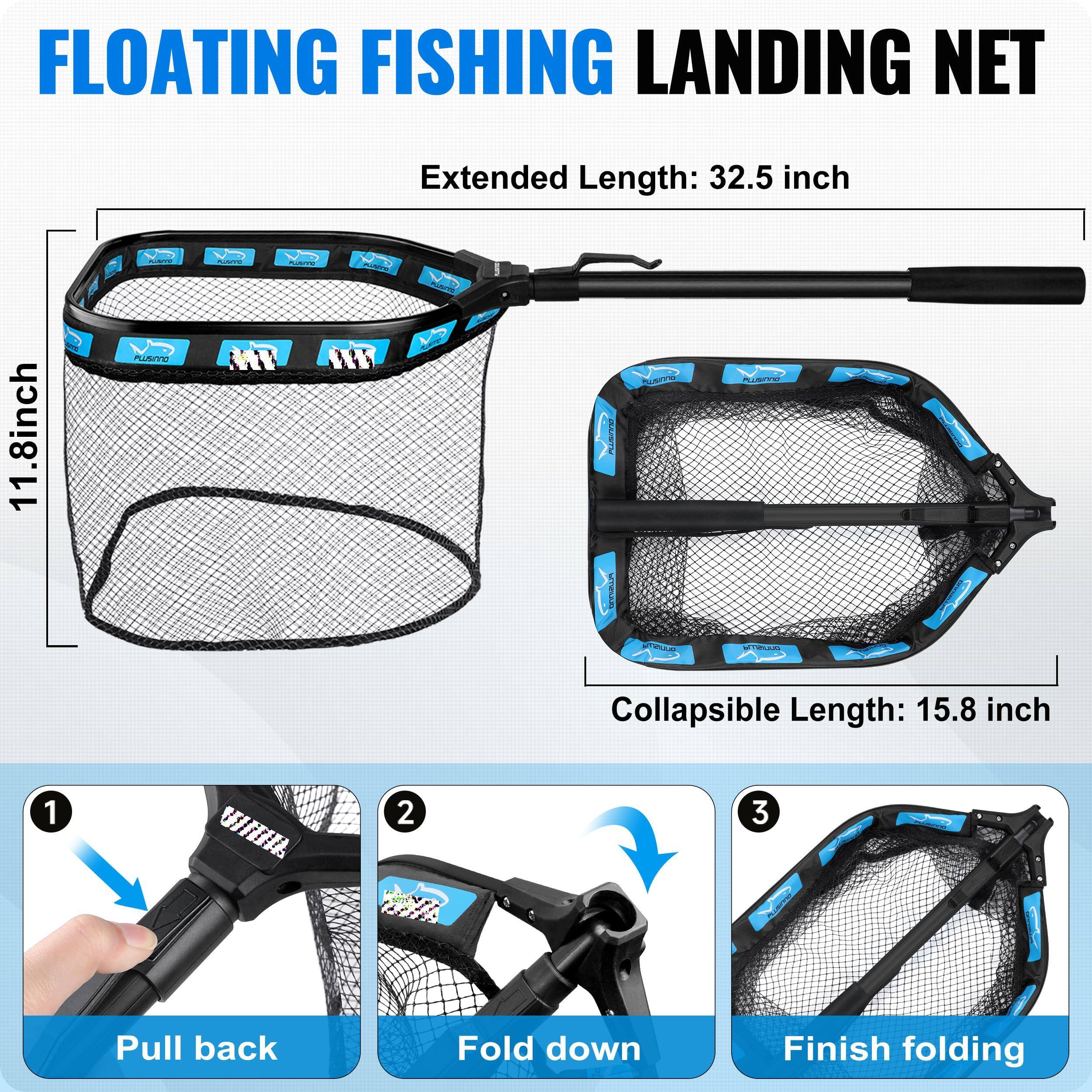 FLOATING FISHING LANDING NET

Extended Length: 32.5 inch  
Collapsible Length: 15.8 inch

1. Pull back  
2. Fold down  
3. Finish folding