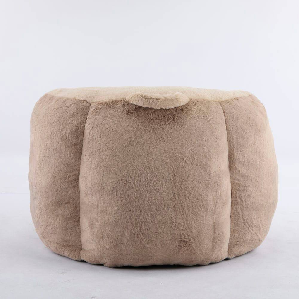 Left. Resenkos - Oversized Bean Bag Chair, Multicolor Faux Fur Couch Filled with Sponge, Large Lounger Sofa, Brown Camel - Multicolor.