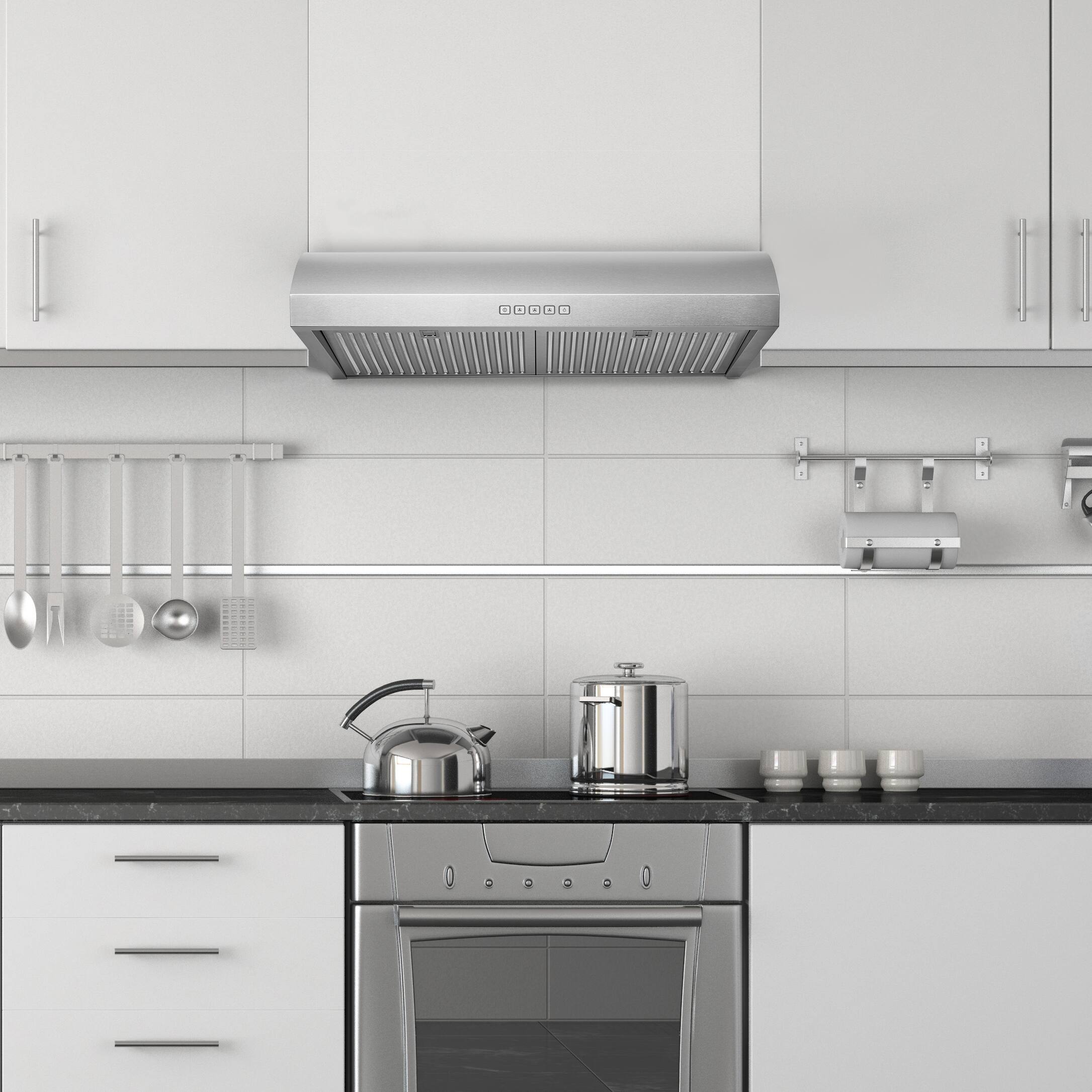 Alt View 2. Hauslane - Hauslane UC-B018 30-in Convertible Stainless Steel Undercabinet Range Hood - Silver.