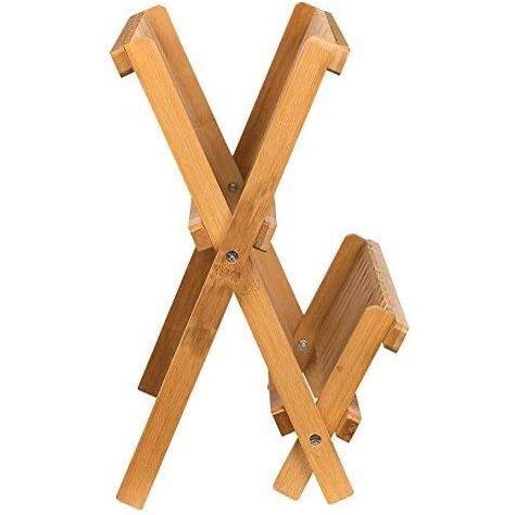 Back. Home It - Bamboo Drying Rack - 2 Tier Wooden Dish Drainer - Collapsible Compact Plate Rack for Kitchen - Beige.