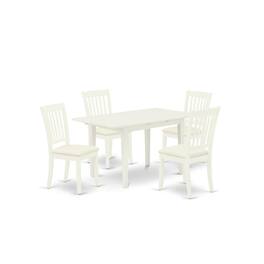 East West Furniture - Dining Table- Dining Chairs - Brown
