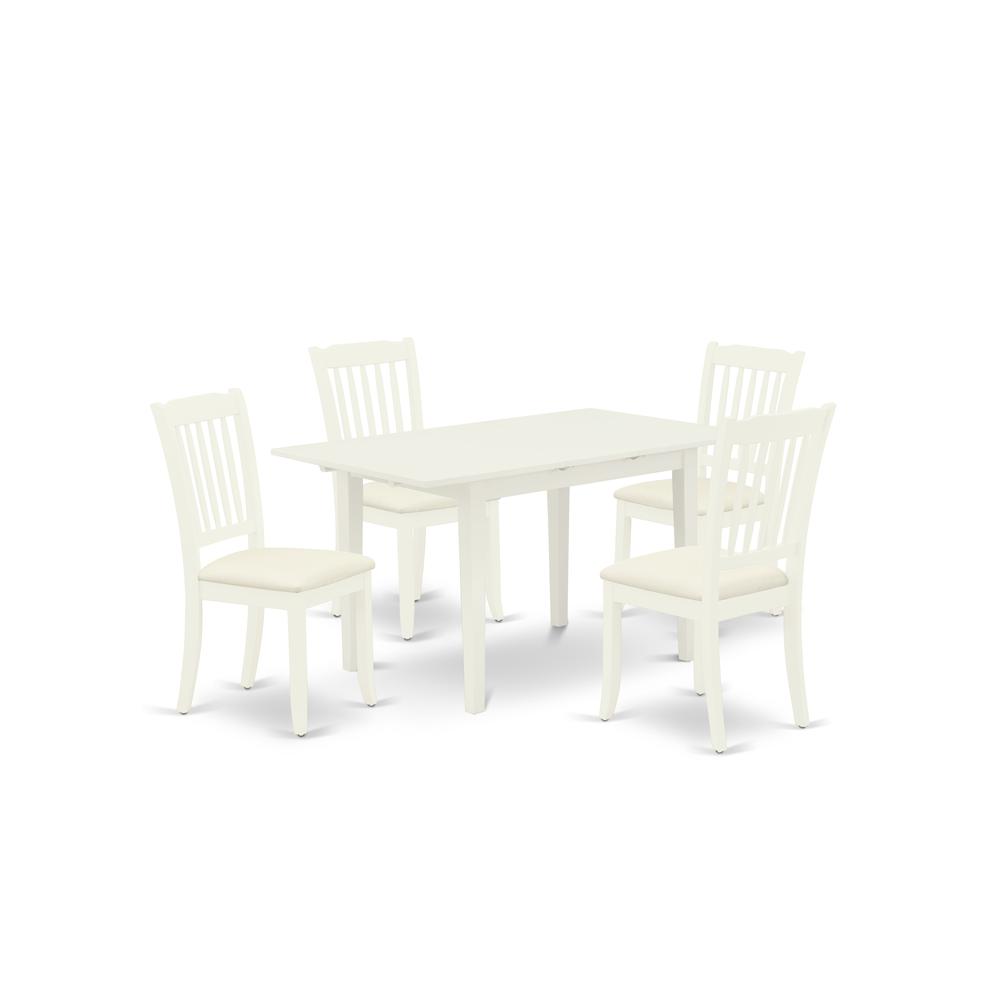 Front. East West Furniture - Dining Table- Dining Chairs - Brown.