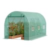 Front. VEVOR - Walk-in Tunnel Greenhouse, 11.3x6.4x6.3 ft Hoop House Greenhouse Tunnel, Plant Hot House with Galvanized Steel Frame - Green.