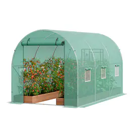 VEVOR - Walk-in Tunnel Greenhouse, 9.6x6.4x6.2 ft Hoop House Greenhouse Tunnel, Plant Hot House with Galvanized Steel Frame - Green