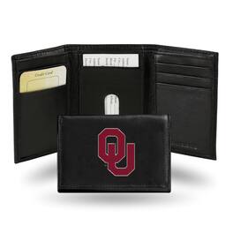 Rico Industries - Oklahoma Sooners Embroidered Team Logo Black Leather Trifold Wallet - Multi