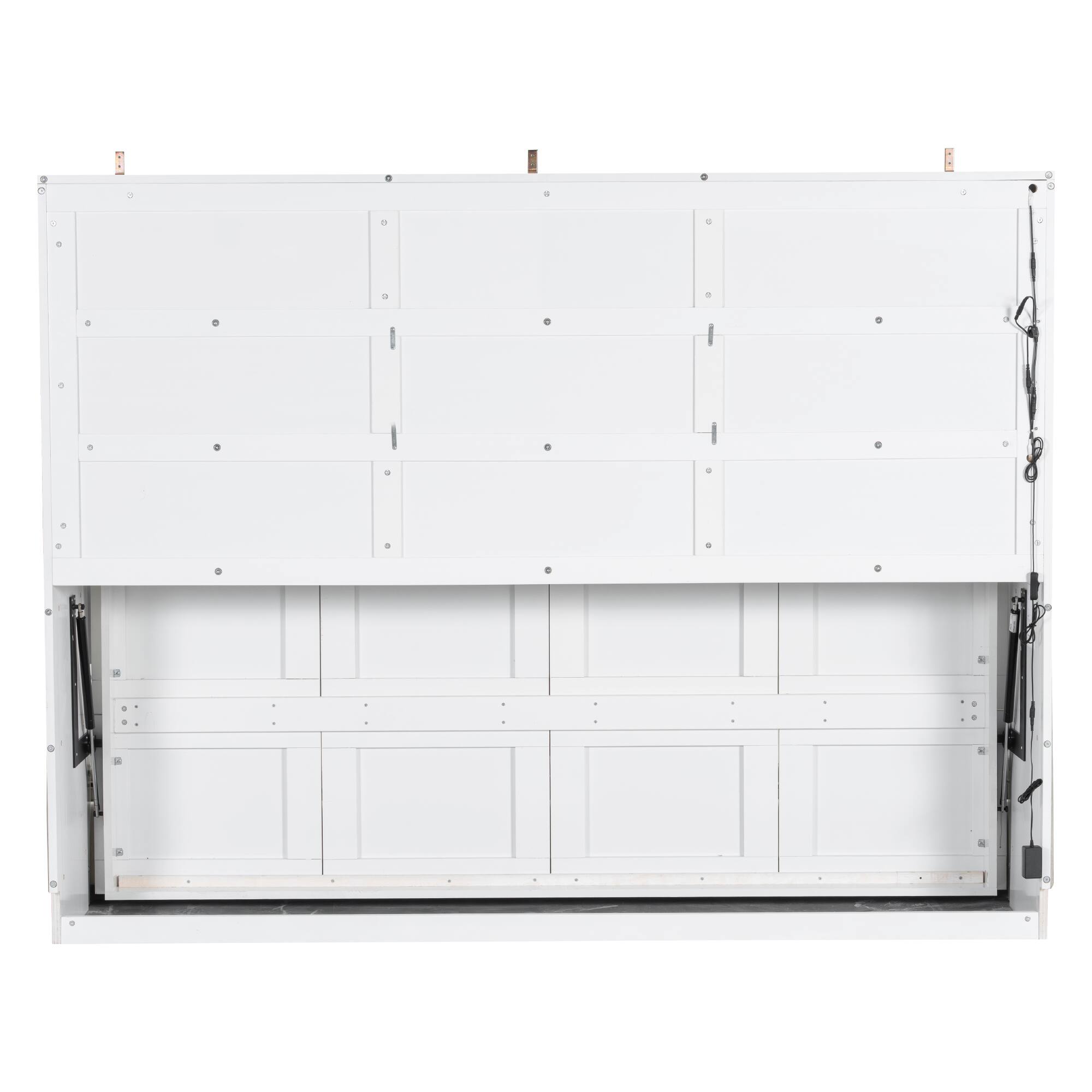 Alt View 1. Anysun - Unique Storage Design Queen Size Murphy Cabinet Bed with LED Light and Built-in Storage Shelves, Assembly Required - Beige.