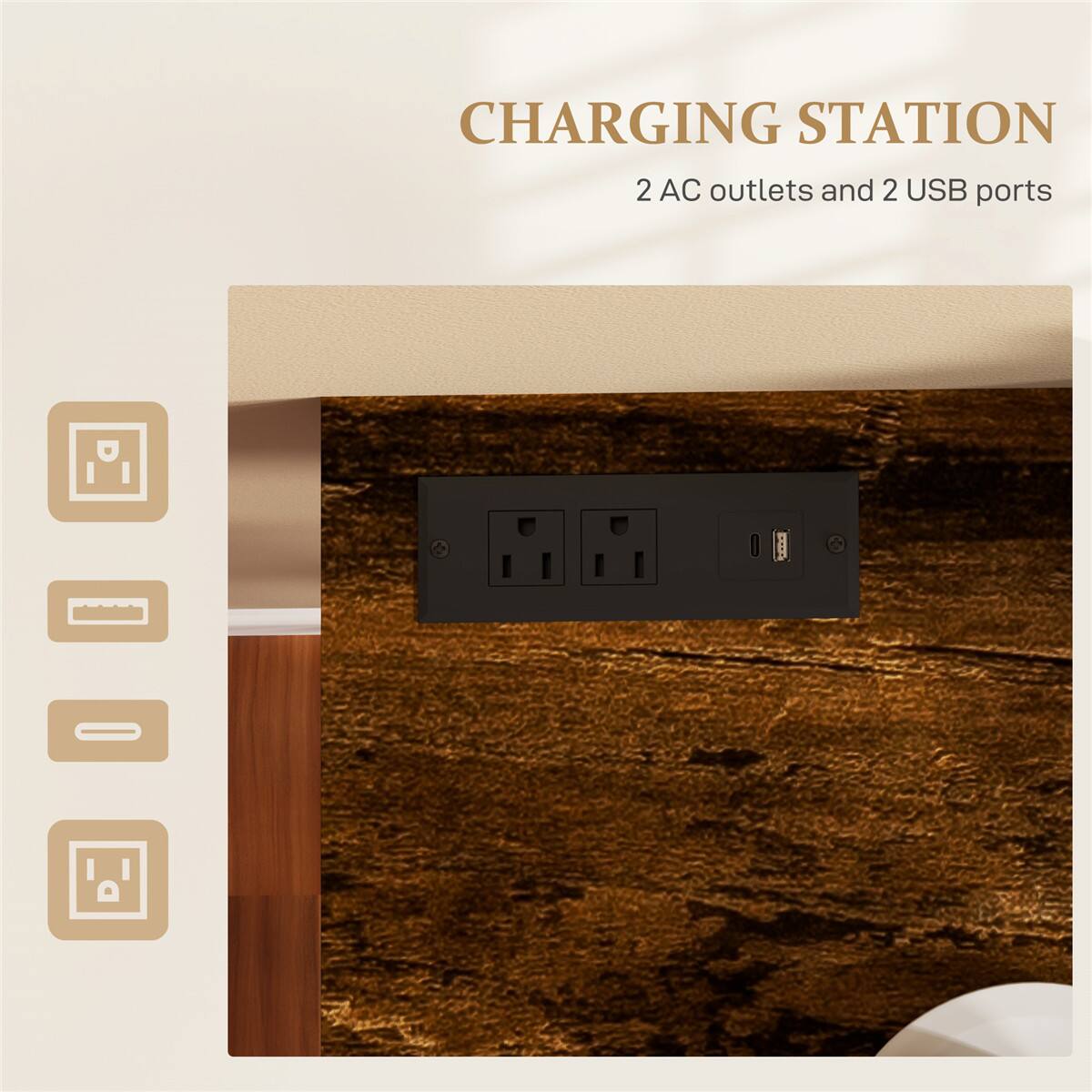 CHARGING STATION  
2 AC outlets and 2 USB ports