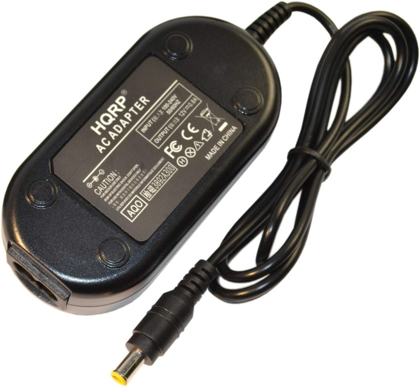 HQRPP AC ADAPTER  
INPUT: 100-240V~50/60Hz 0.5A  
OUTPUT: 12V 2A  
MADE IN CHINA  
FC  
CE  
CAUTION  
3802432100  
A00