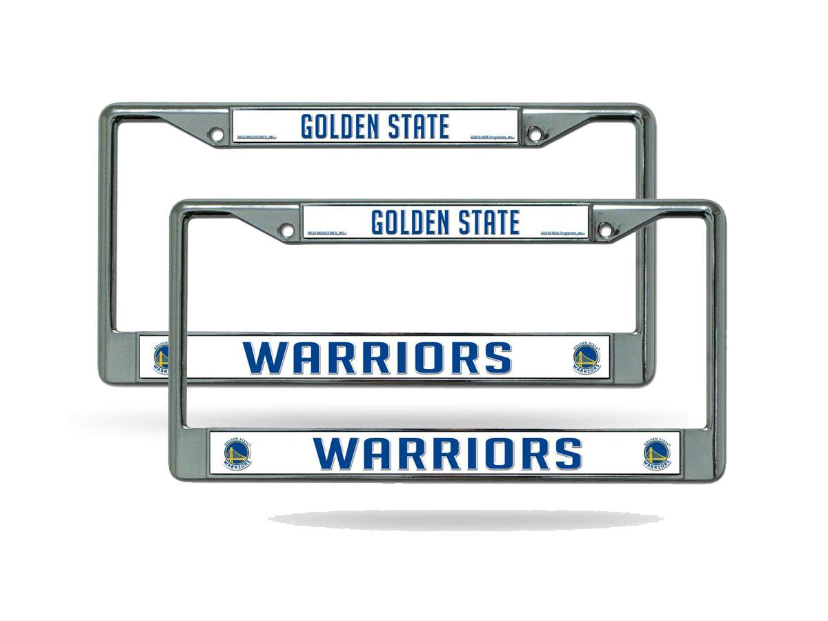 Golden State Warriors NBA (Set of 2) Chrome Metal License Plate Frames