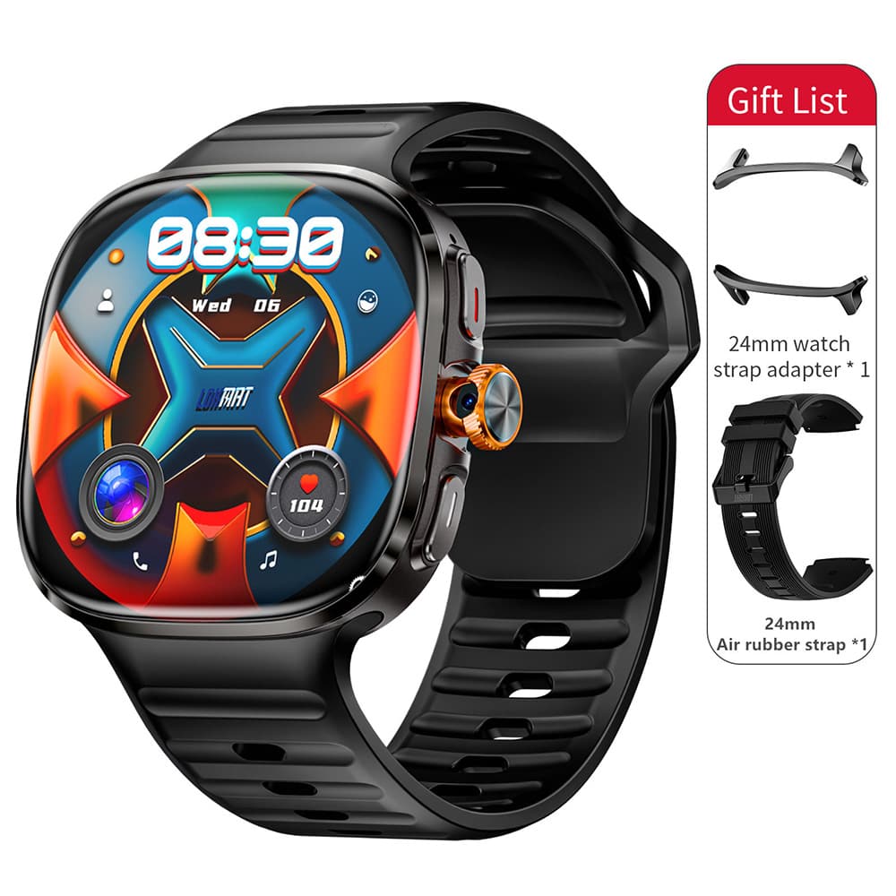 LOKMAT - APPLLP 6 MAX Smartwatch, 3GB RAM 32GB ROM, 2.16" AMOLED Display, 4G/5G LTE, GPS, NFC, Camera, Heart Rate & SpO2 Tracking - Black - (2025)
