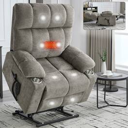 Chery Life - Dual-Motor Power Lift Recliner with Massage and Heat for 350 LBS - Brown