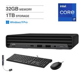 HP - EliteDesk 800 G6 Mini Desktop (Intel i7-10700T vPro, 32GB DDR4, 1TB PCIe SSD, Win 11 Pro) w/USB Hub - Black