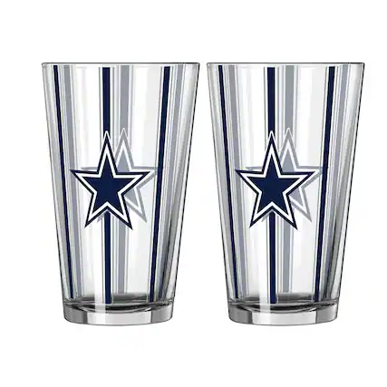 Front. Logo Brands - Dallas Cowboys Two-Piece 16oz. Striped Pint Glass Set - Multicolor.