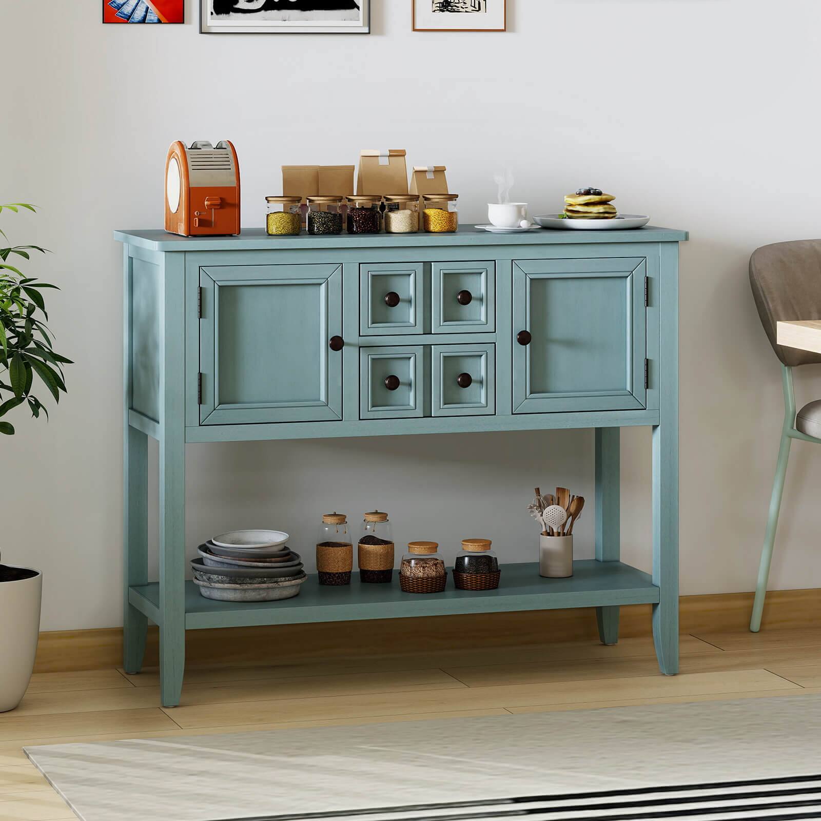 Alt View 1. Costway - Costway Buffet Sideboard Cabinet Entryway Console Table with 2 Doors and 2 Drawers - Blue.