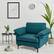Left. Costway - Modern Fabric Accent Armchair Upholstered Single Sofa w/ Metal Legs - Peacock Blue.