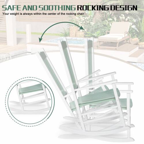 SAFE AND SOOTHING ROCKING DESIGN  
Your weight is always within the center of the rocking chair