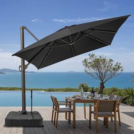 Crestlive Products - 13ft Aluminum Slide-tilt Cantilever Patio Umbrella with 350lbs Pull rod Wheel Base - Dark Gray