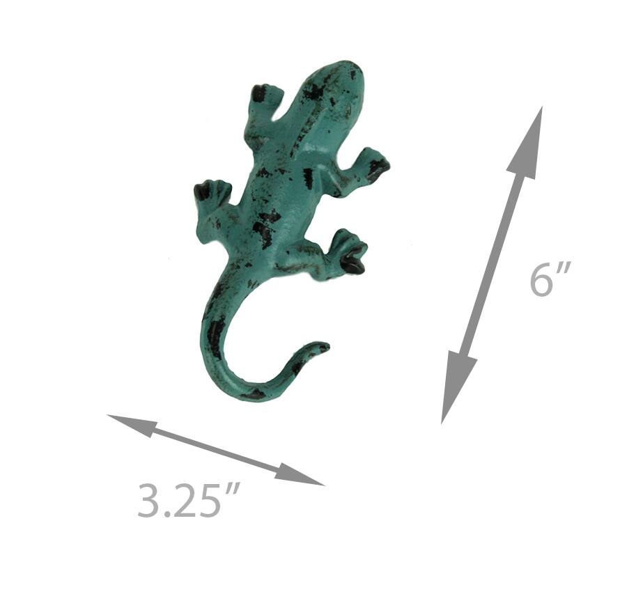Alt View 4. SPI Home - Distressed Green Metal Lizard Wall Hooks Set of 6 - Green.