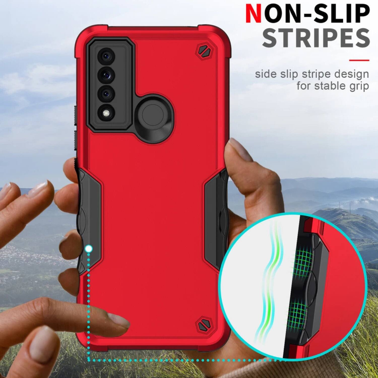 NON-SLIP STRIPES  
side slip stripe design for stable grip