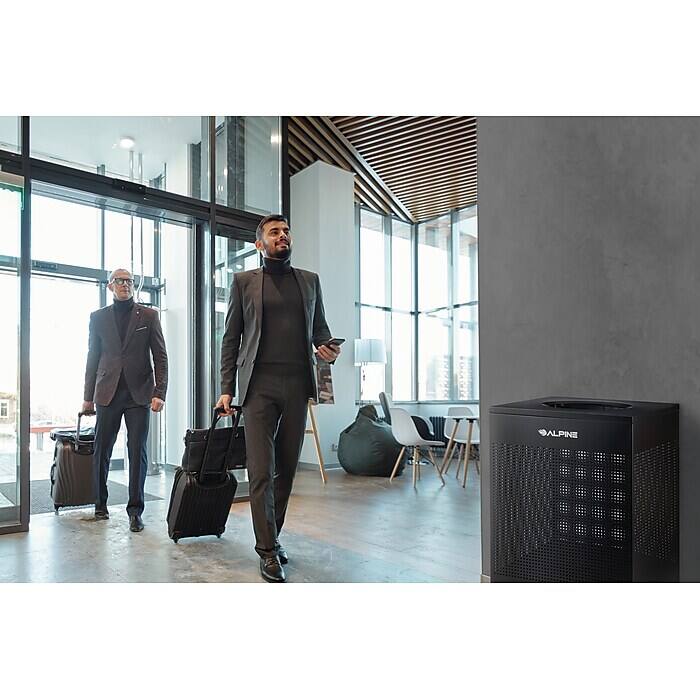 Alt View 4. Alpine Industries - 40 Gallon Stainless Steel Square Perforated Indoor Trash Can - Black.