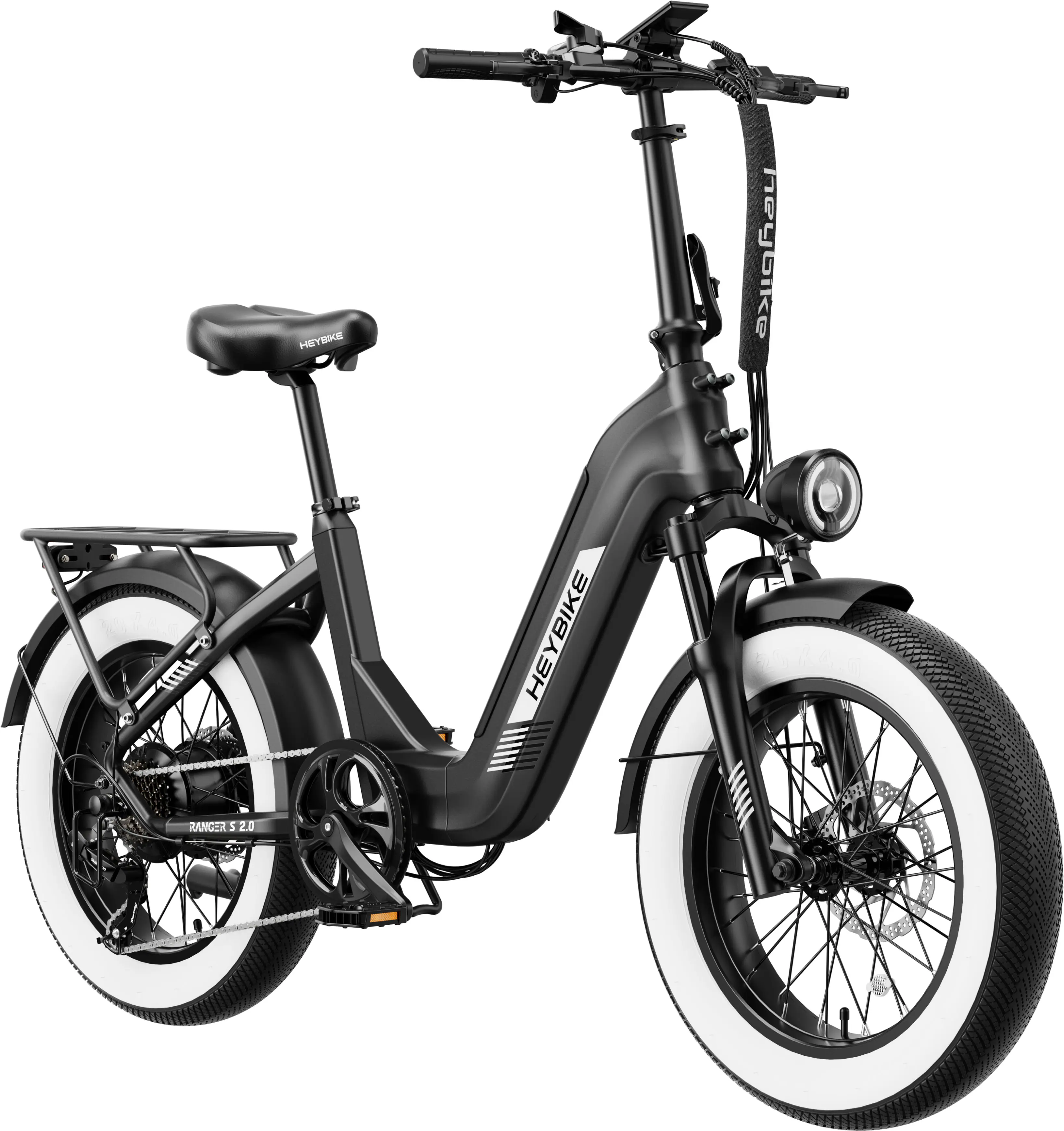 Heybike - Ranger S 2.0 - Foldable Step-Thru Fat-Tire 750W Ebike, Hydraulic Disc Brakes, 55 Miles Max Range, 28MPH - UL Certified - Black