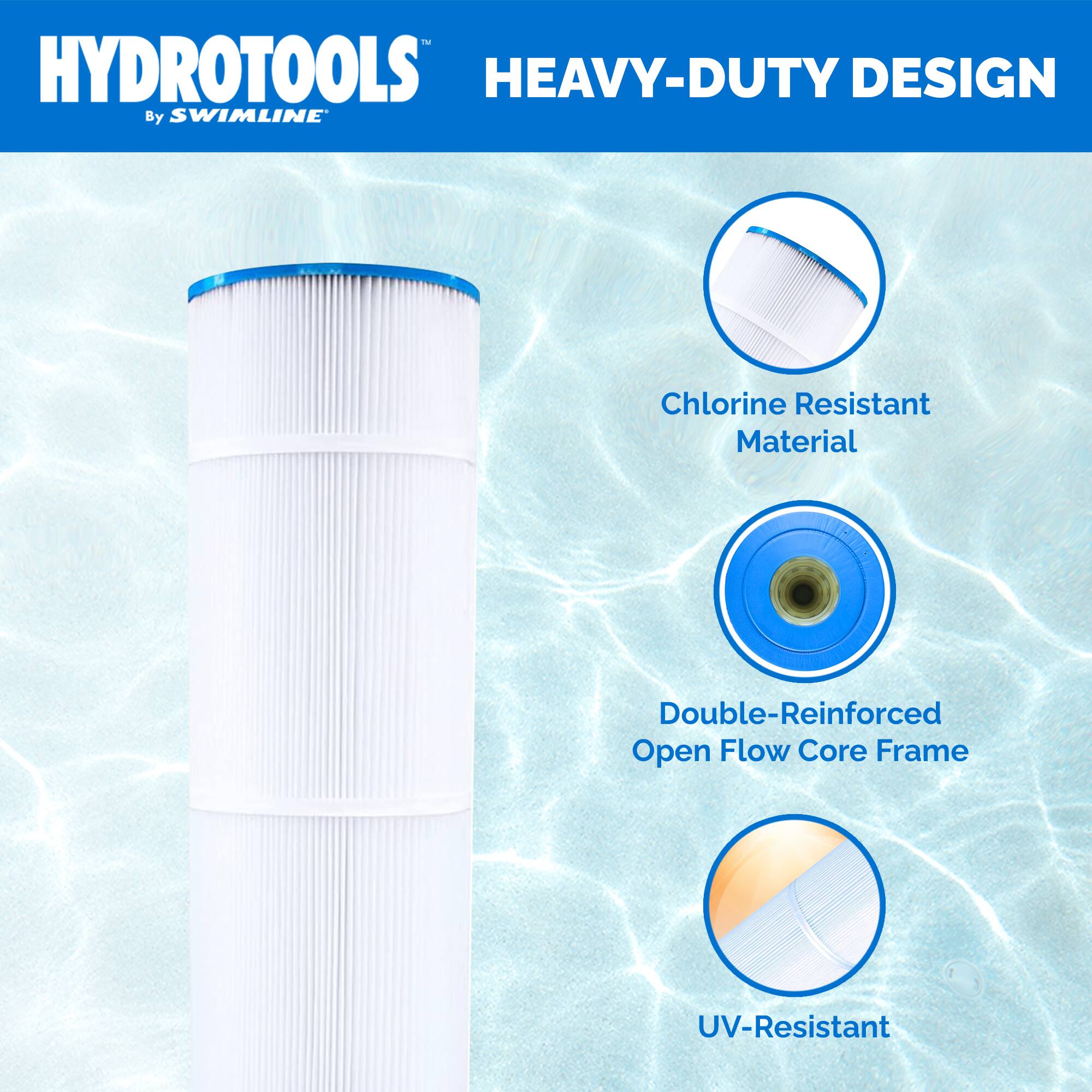 HYDROTOOLS HEAVY-DUTY DESIGN  
By SWIMLINE  
Chlorine Resistant Material  
Double-Reinforced Open Flow Core Frame  
UV-Resistant