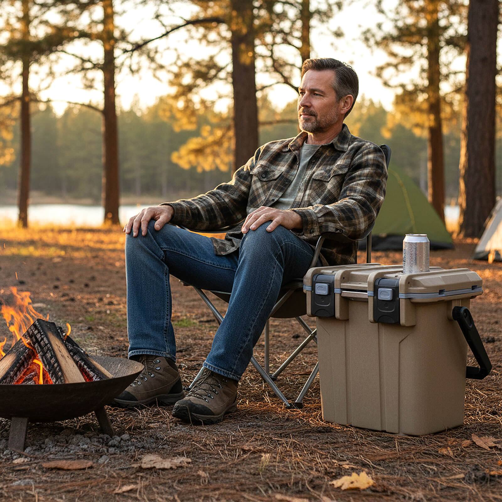 Alt View 3. Costway - Costway 21 QT Ultra-Light Injection Molded Cooler with Swing-up Handle & Bottle Opener - Coffee.