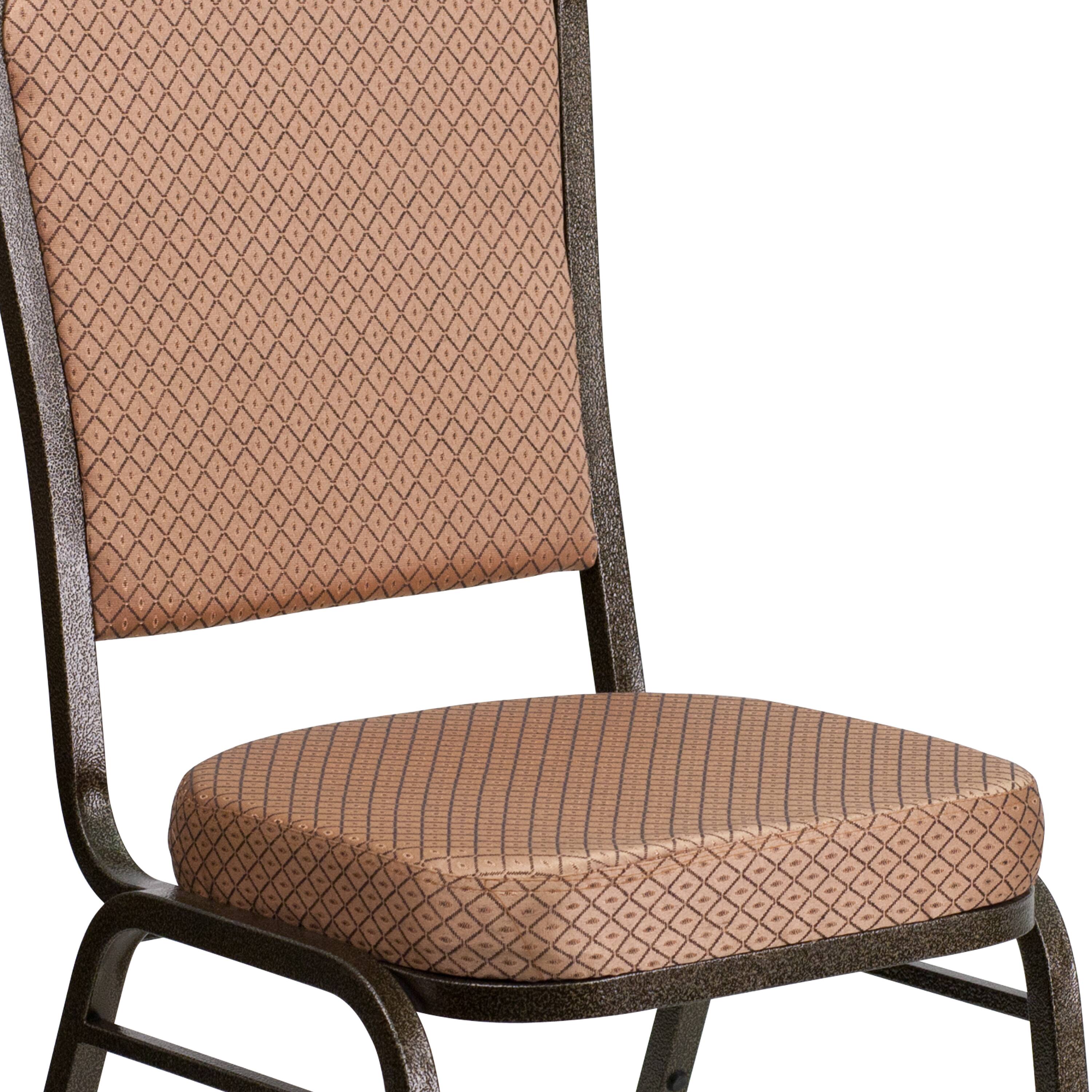 Alt View 9. Emma + Oliver - Crown Back Stacking Banquet Dining Chair - Gold Diamond Patterned Fabric/Gold Vein Frame.