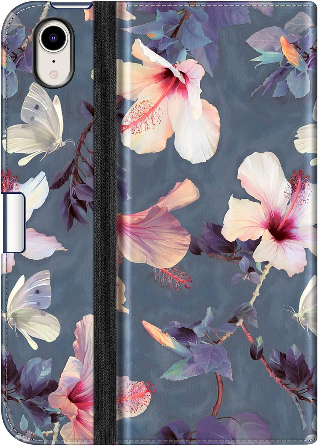 Alt View 4. Fintie - Folio Case for iPad mini 7th Generation (A17 Pro) / mini 6 8.3" Multiple Viewing Angles Stand Cover w/ Pocket - Hibiscus.