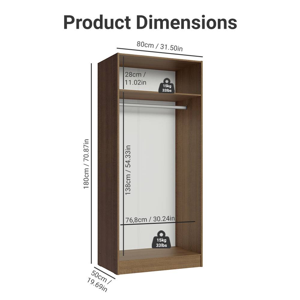 Product Dimensions

- 80cm / 31.50in
- 28cm / 11.02in
- 180cm / 70.87in
- 138cm / 54.33in
- 76.8cm / 30.24in
- 50cm / 19.69in

Weight Capacity:
- 15kg / 33lbs